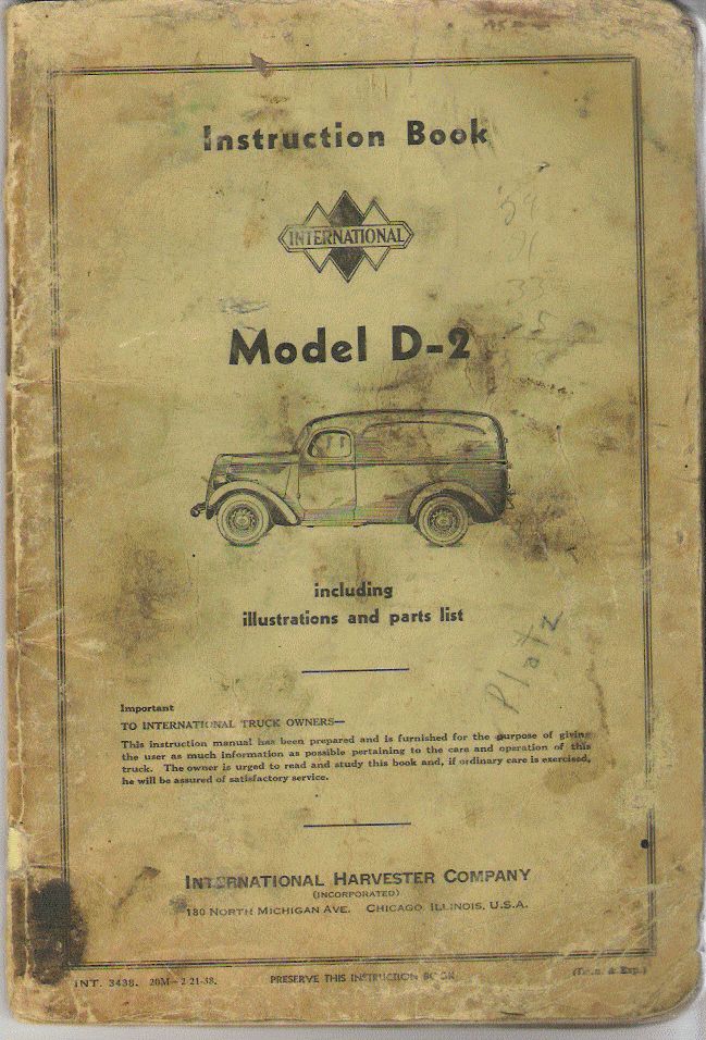 International Harvester D-2 Series Instruction Manual 1937