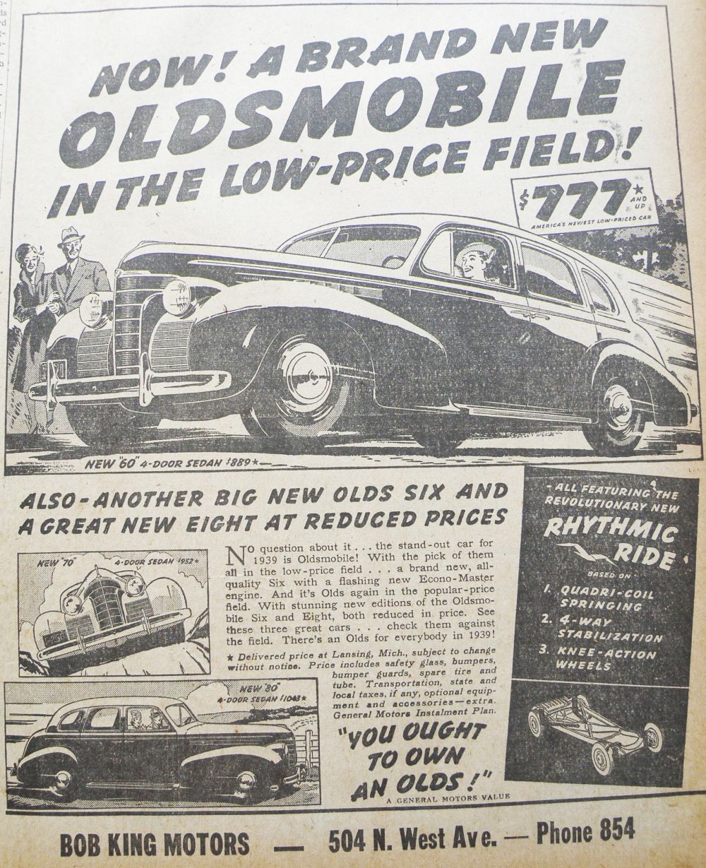 1938-39 Automotive advertising from El Dorado New times